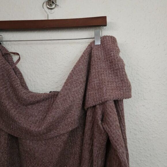 Torrid Brushed Waffle Off Shoulder Long Sleeve Top in Deep Taupe Women's Size 3X - Picture 9 of 11